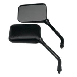 Emgo GP Deluxe Long Stem Mirrors Black Pair - 10mm