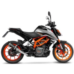 LeoVince 3399E GP Corsa Evo Slip-on Exhaust, Matte Carbon For KTM 125/390 Duke '21- -Motorcycle Gear Shop leovince 3399e gp corsa evo slip on exhaust carbon image2