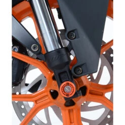 R&G FP0106OR Front Axle Sliders Fork Protectors KTM 390 Duke (2015-2016) & RC 390 (2015-) -Motorcycle Gear Shop rg fp0106or front axle sliders fork protectors image2