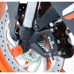 R&G FP0106OR Front Axle Sliders Fork Protectors KTM 390 Duke (2015-2016) & RC 390 (2015-) -Motorcycle Gear Shop rg fp0106or front axle sliders fork protectors image3