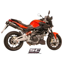 SC-Project A08-01C Dual Oval Exhaust For Aprilia SL750 Shiver (2008-2016) -Motorcycle Gear Shop sc project a08 01cal oval exhaust image3