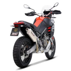 SC-Project A28-100T Rally Raid Slip-On Exhaust, Titanium For Aprilia Tuareg 660 '22- -Motorcycle Gear Shop sc project a28 100t rally raid slip on exhaust image5